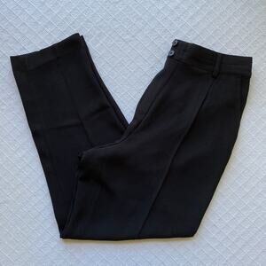 Spanx Carefree Crepe Tapered Ankle Pants Black Pleated Stretch Waist Slacks
